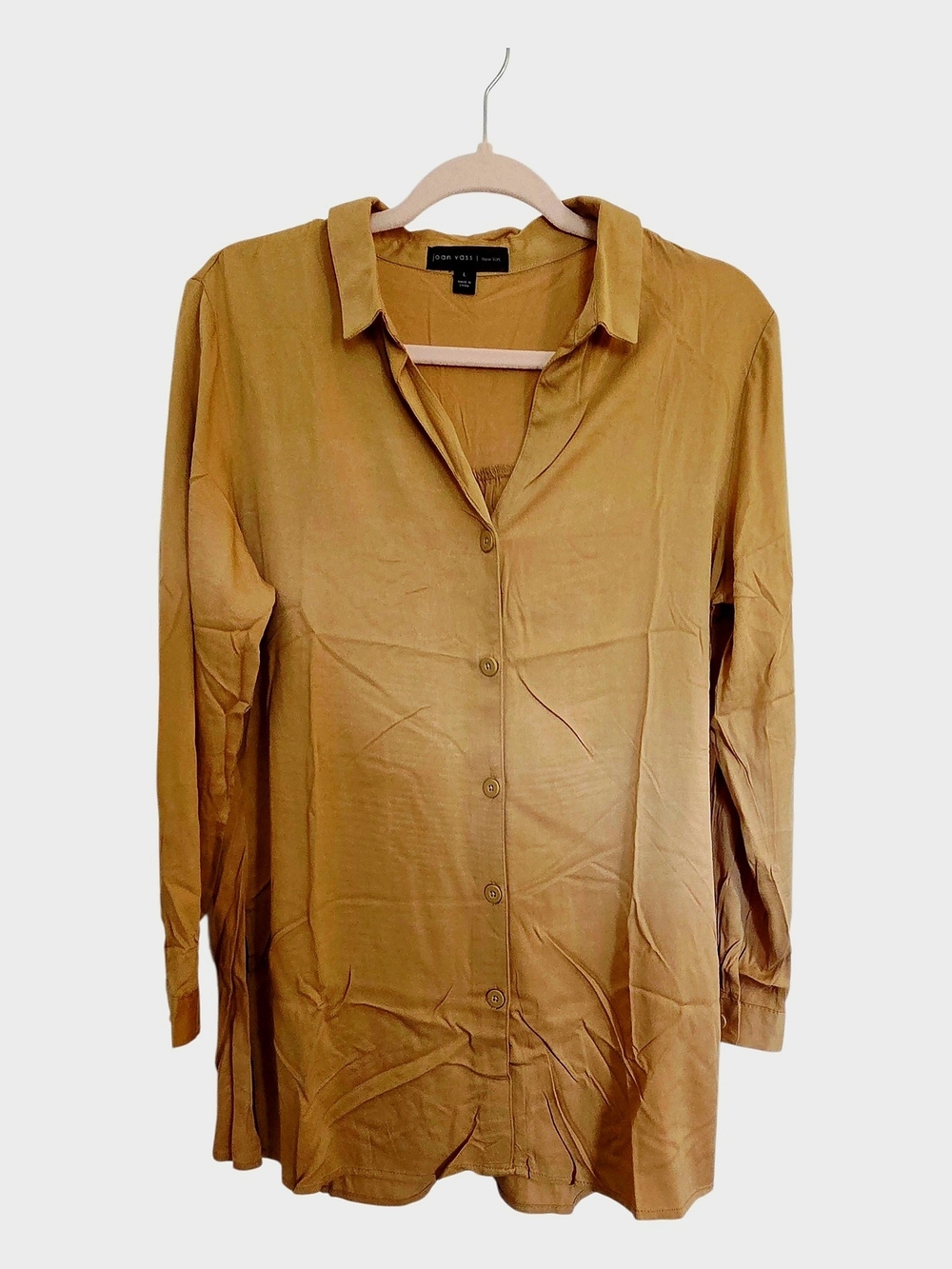 NWOT - Joan Vass Light Brown Button-Front Shirt
